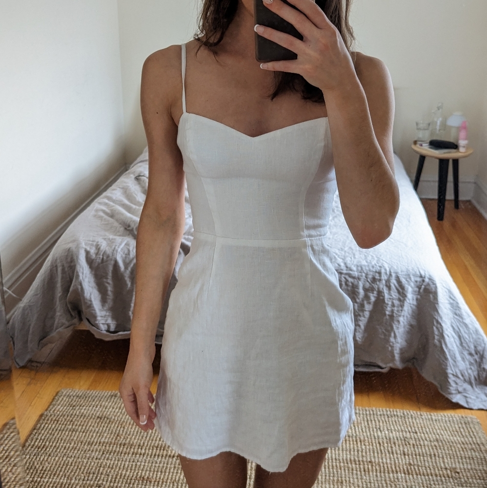 Reformation White Linen Mini Dress